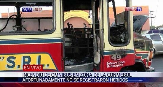 Susto tras incendio de un ómnibus en Luque